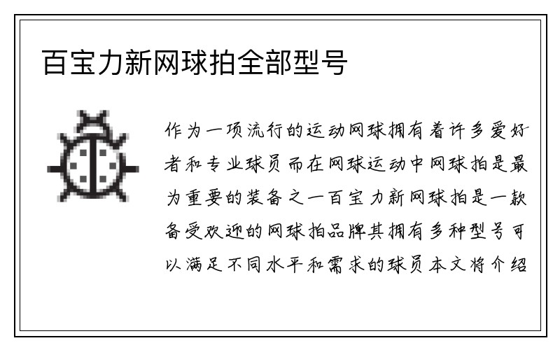 百宝力新网球拍全部型号