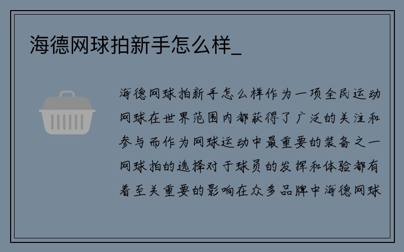 海德网球拍新手怎么样_